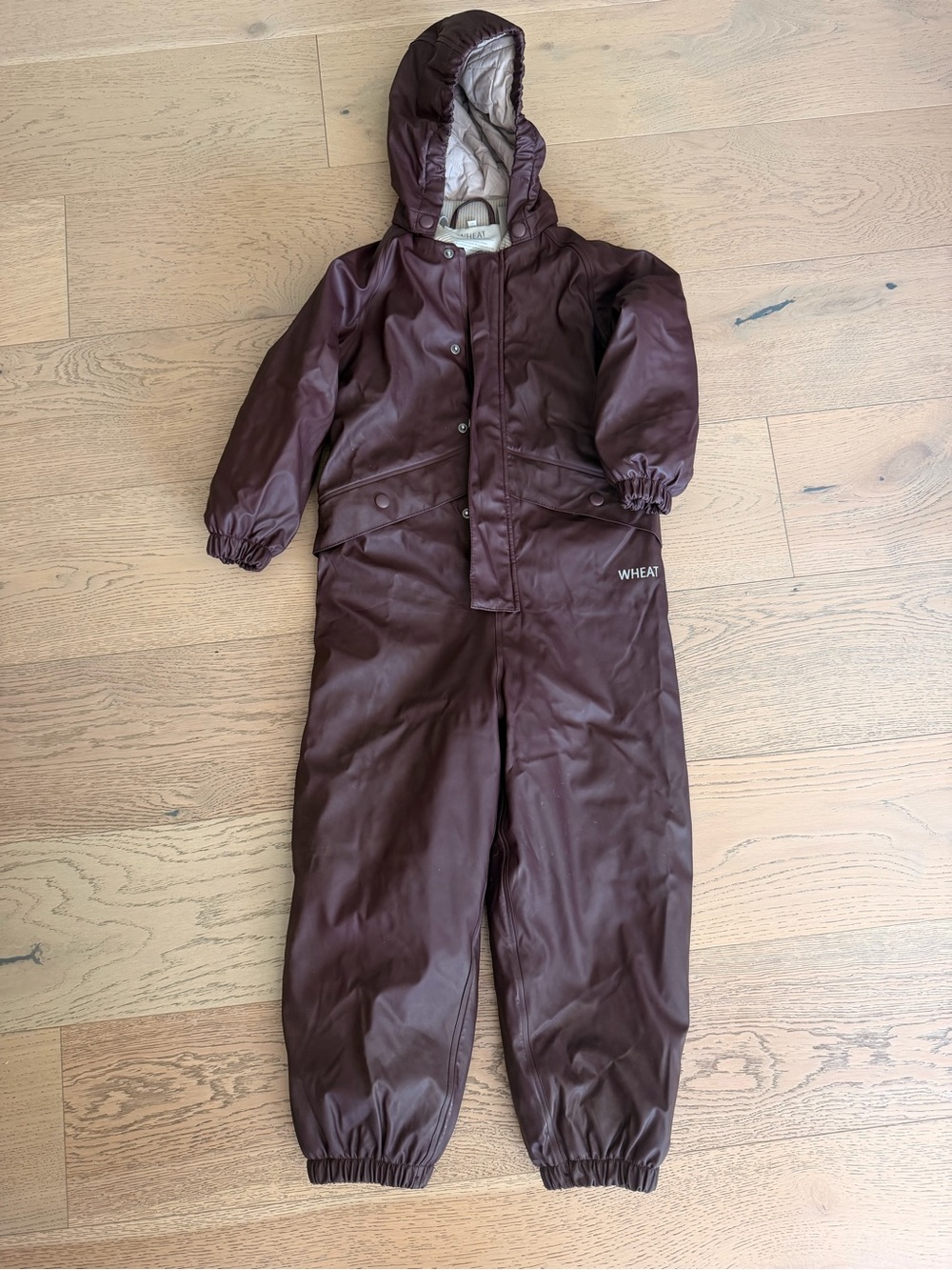 Kids Waterproof One-Piece Thermal Rain Suit - Plum 4T